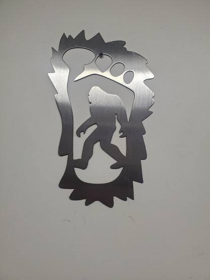 Bigfoot in a foot metal art Made in USA