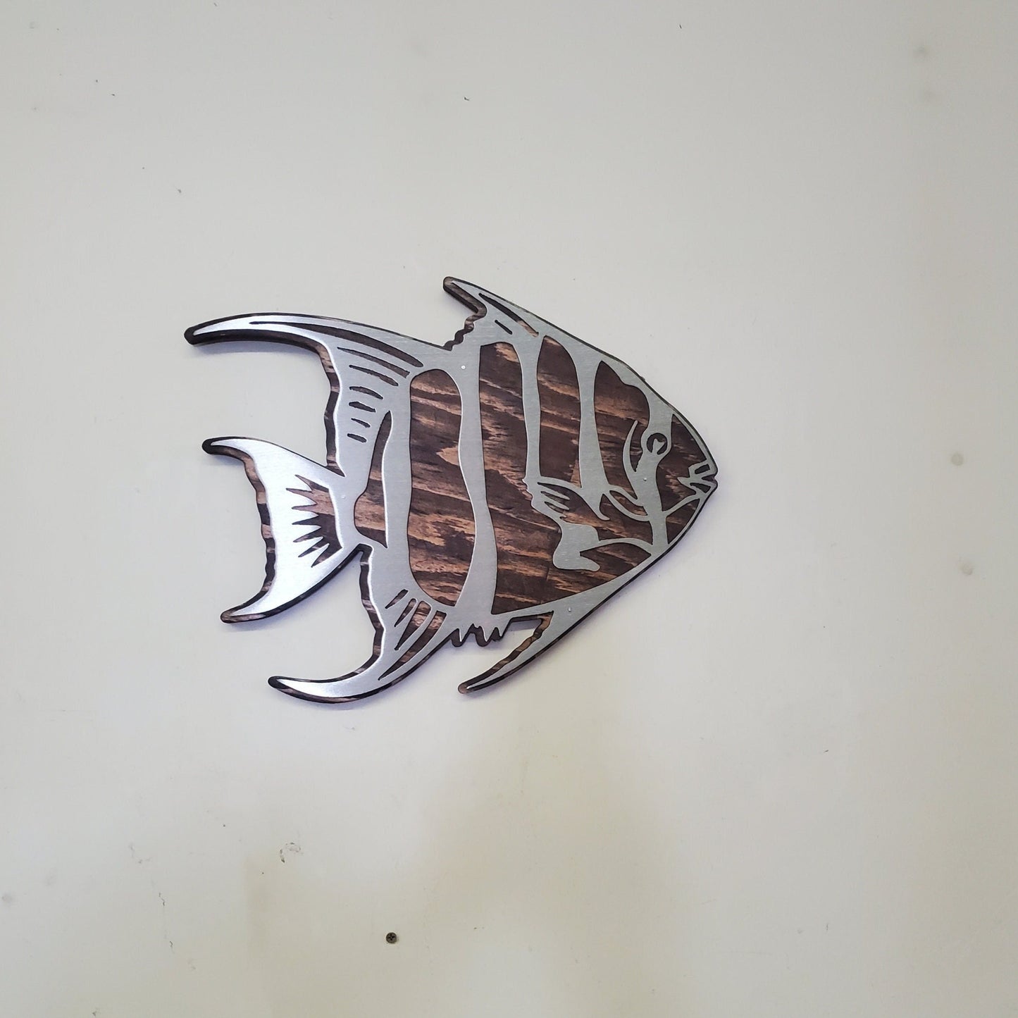 Angel fish Metal Art on Wood | Home Decor | Made in USA