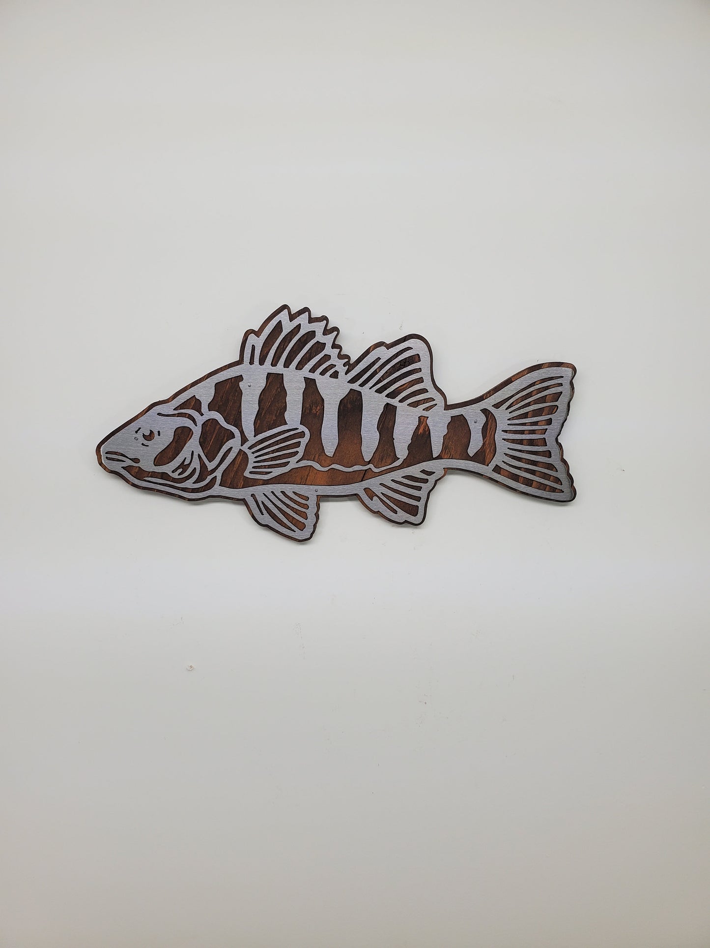 Perch Fish Metal Art on Wood