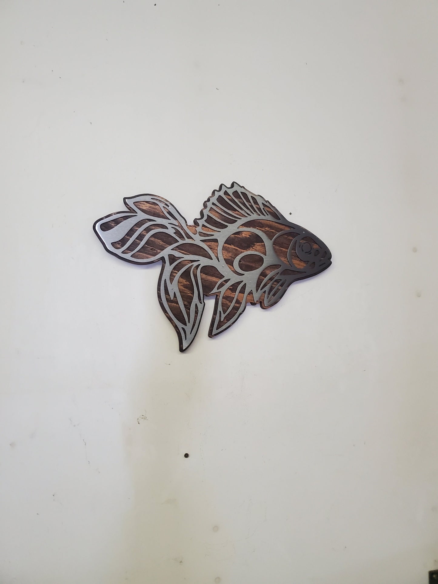 Goldfish Metal Art on Wood | Fish Lover Gifts | Made in USA