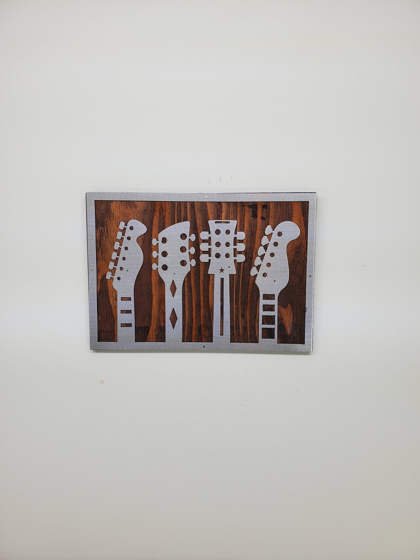 Guitar Headstock Metal Art on Wood Wall Décor | Made in USA
