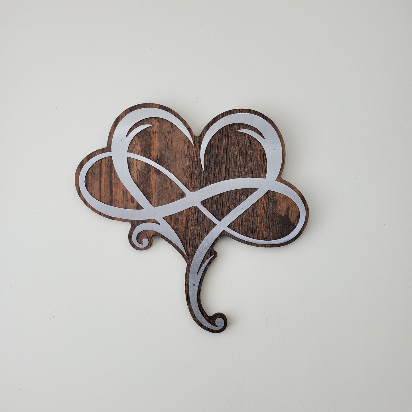 Infinity Heart Metal Art on Wood Wall Decor
