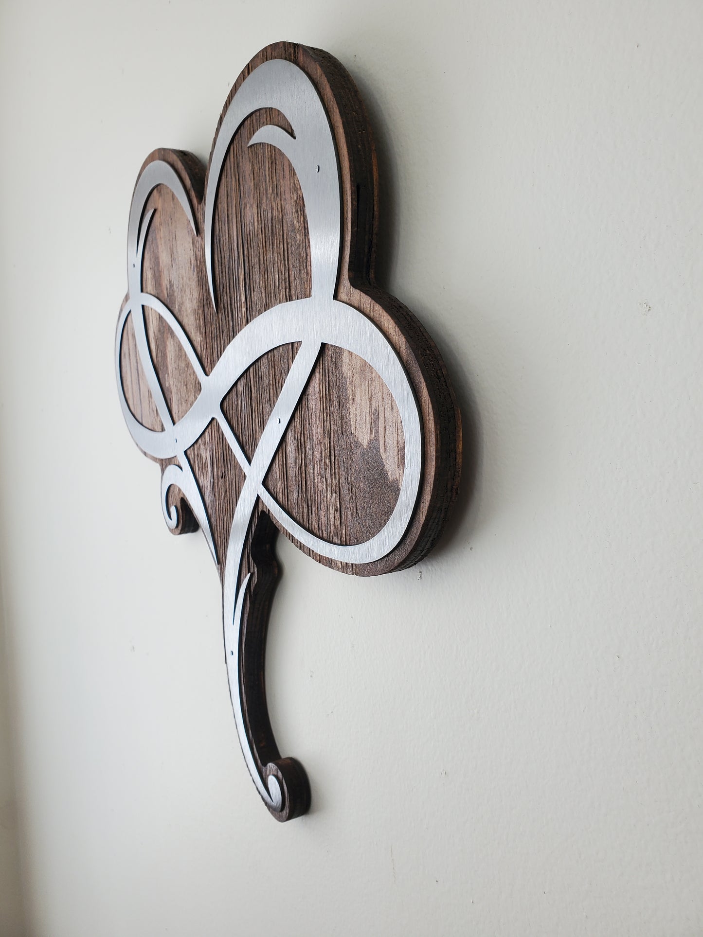 Infinity Heart Metal Art on Wood Wall Decor