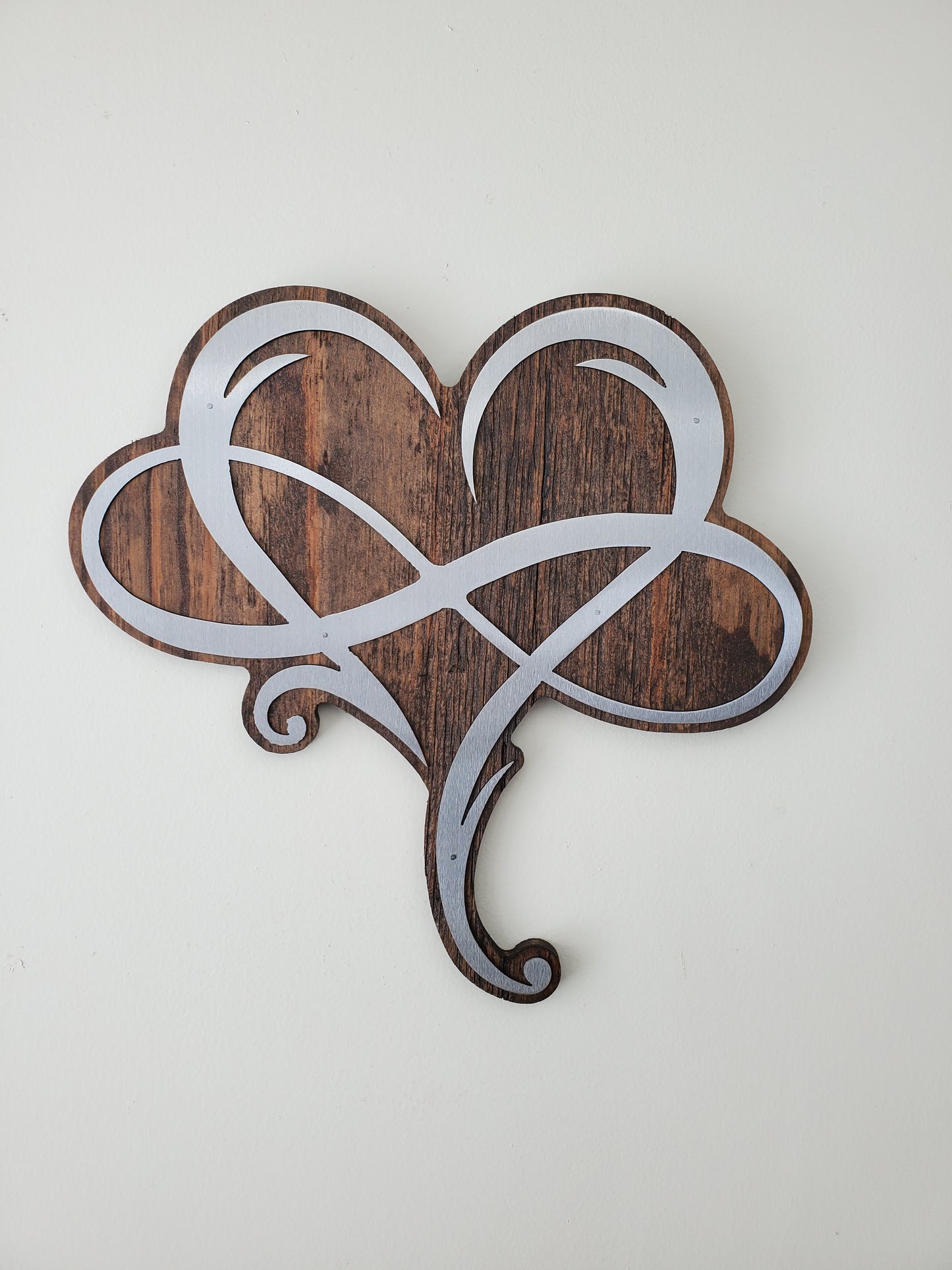Infinity Heart Metal Art on Wood Wall Decor
