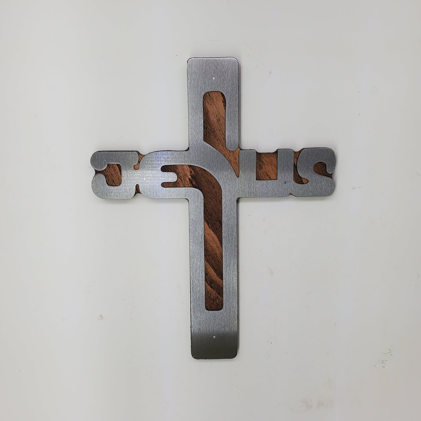 A perfect gift to show your love and faith for the Jesus Christ - with our lively and stunningly religious metal wall art on stained wood background.