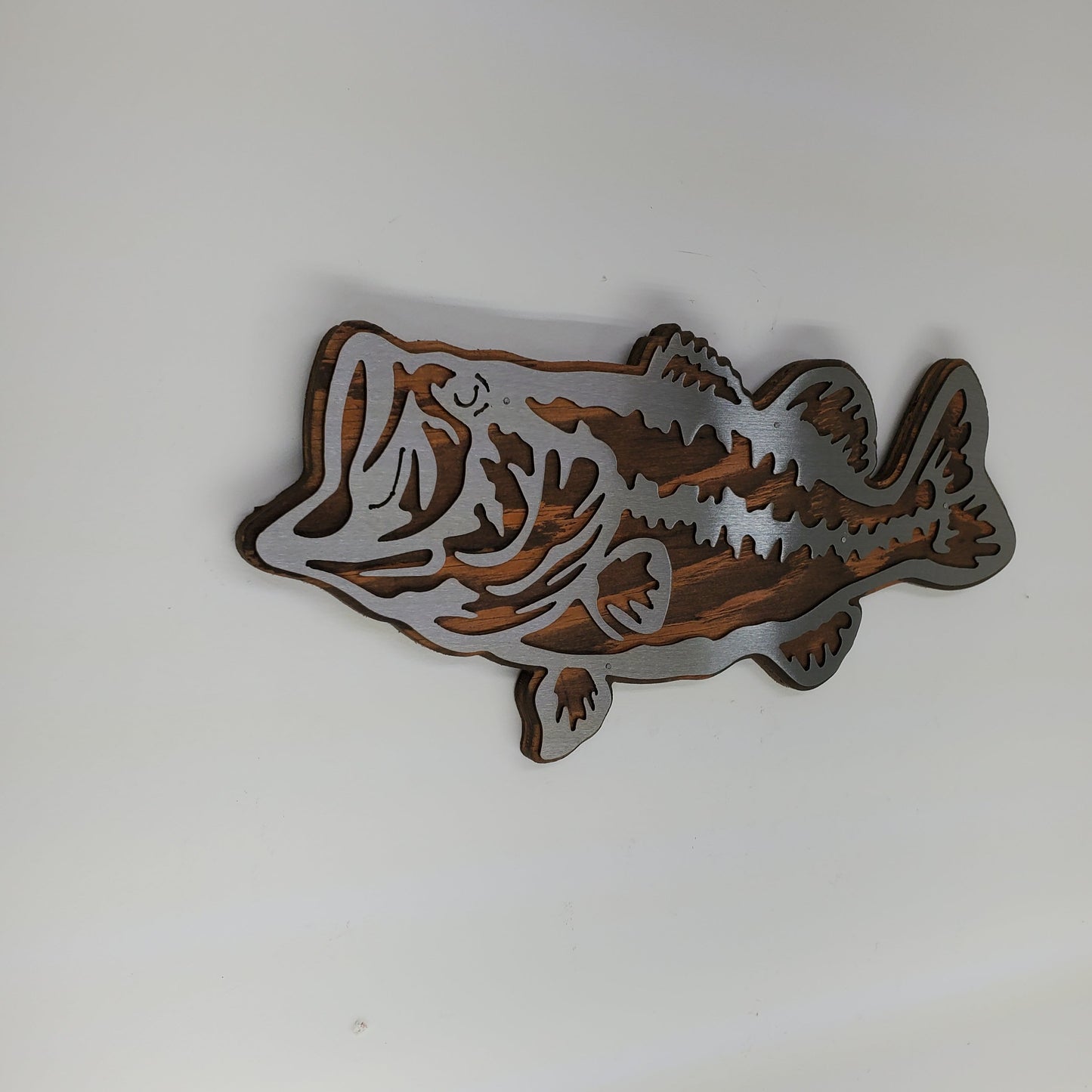 Large Mouth Bass Metal Art on Wood  Made in USA – Beamish Metal Works