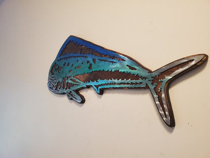 Mahi Mahi fish metal art on wood wall decor Made in USA salt water fis –  Beamish Metal Works