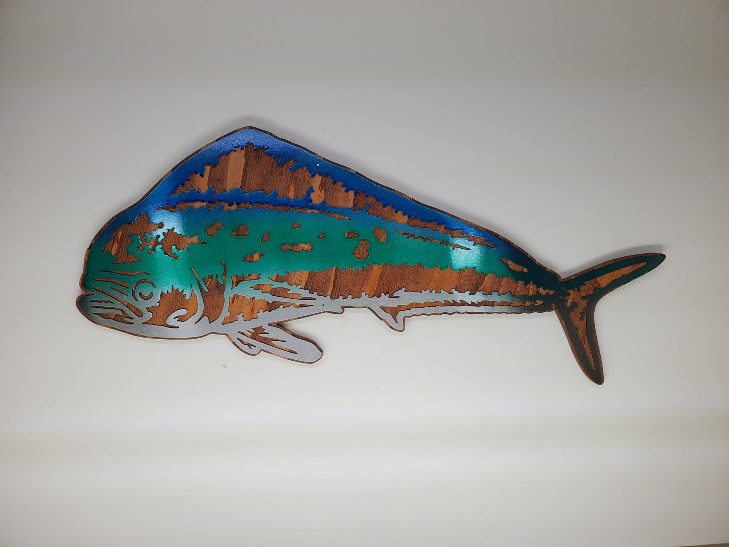 mahi mahi fish beamish metal works metal art on wood