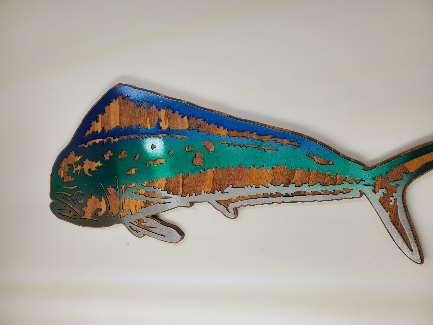 mahi mahi fish beamish metal works metal art on wood