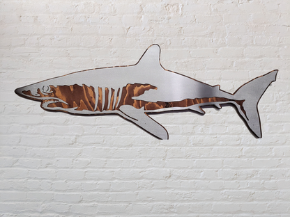Mako Shark Metal Art on Wood