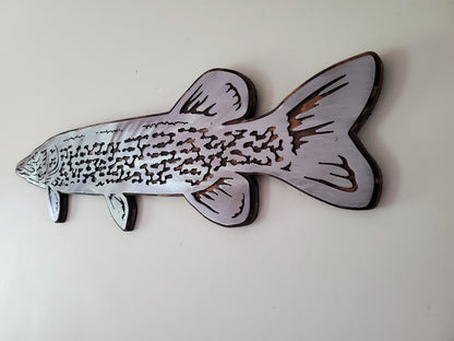 Northern Pike Fish fish Metal art on Wood