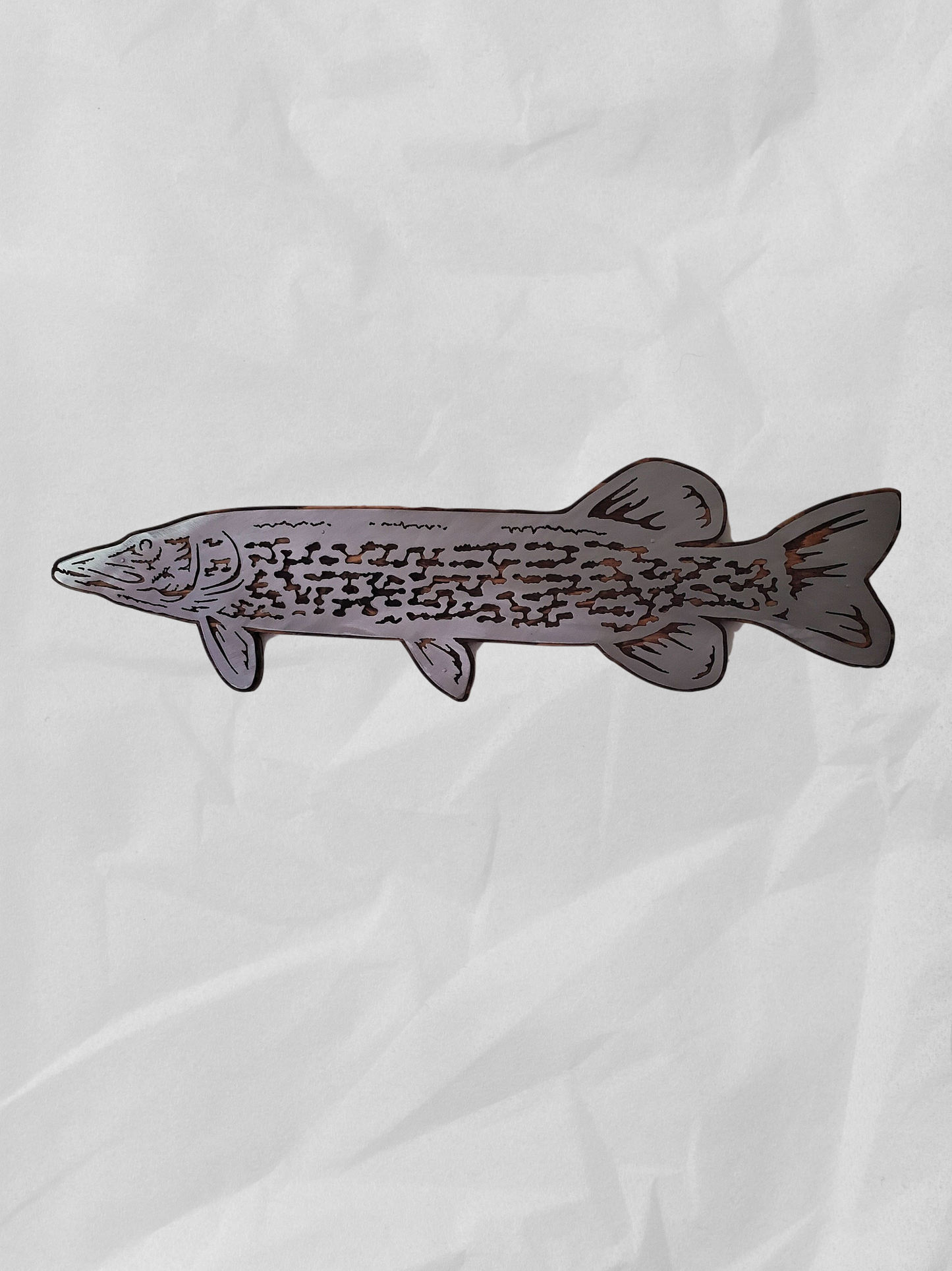 Northern Pike Fish fish Metal art on Wood