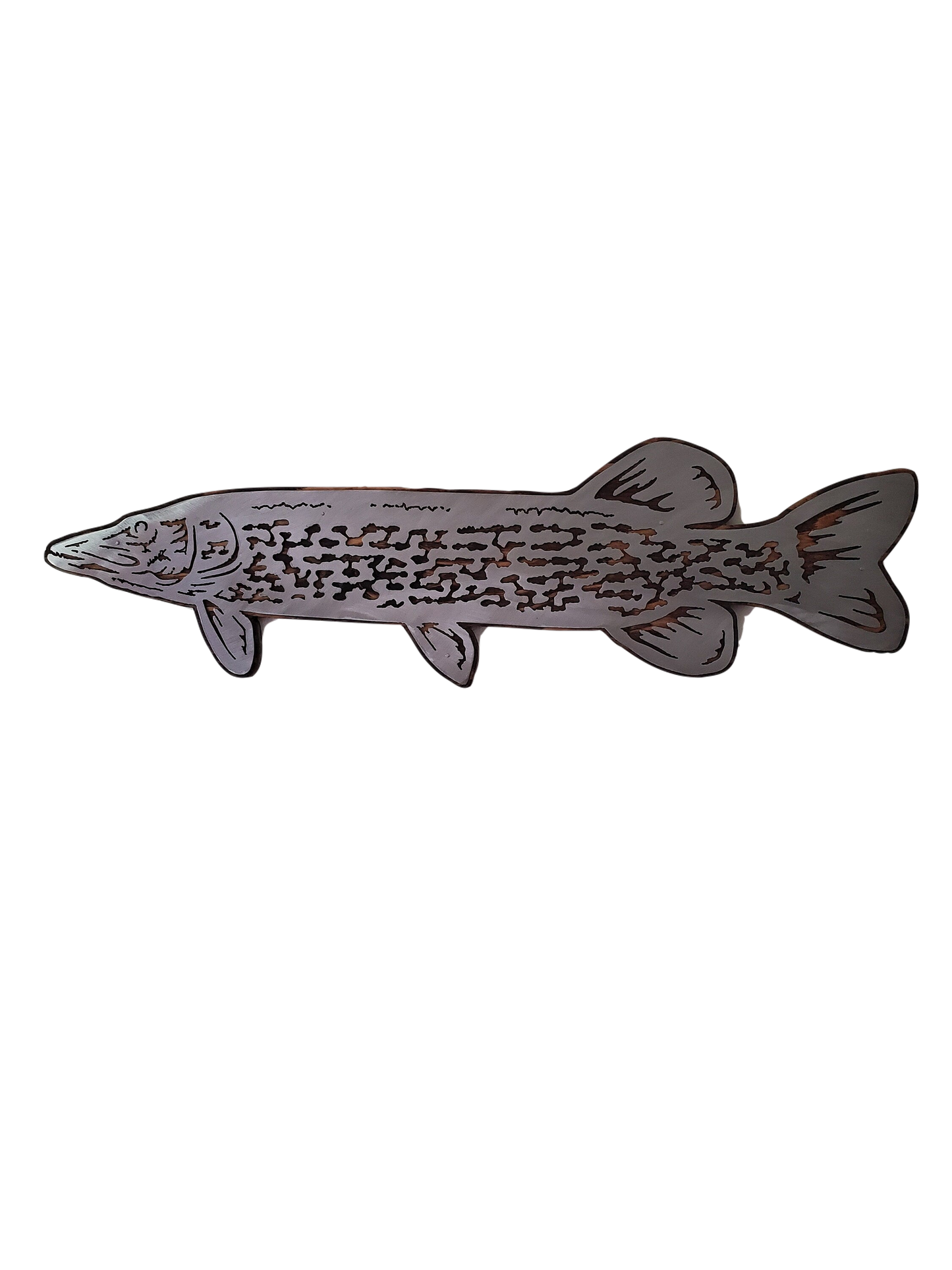 Northern Pike Fish fish Metal art on Wood