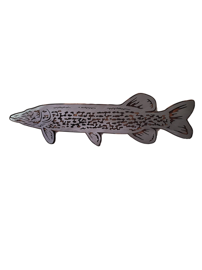 Northern Pike Fish fish Metal art on Wood