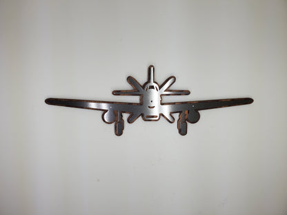 P-51 Silhouette Metal Art on Wood
