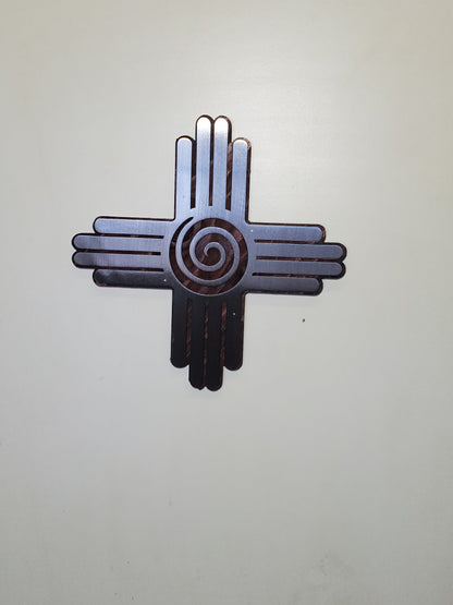 Southwestern Sun Metal Art on Wood