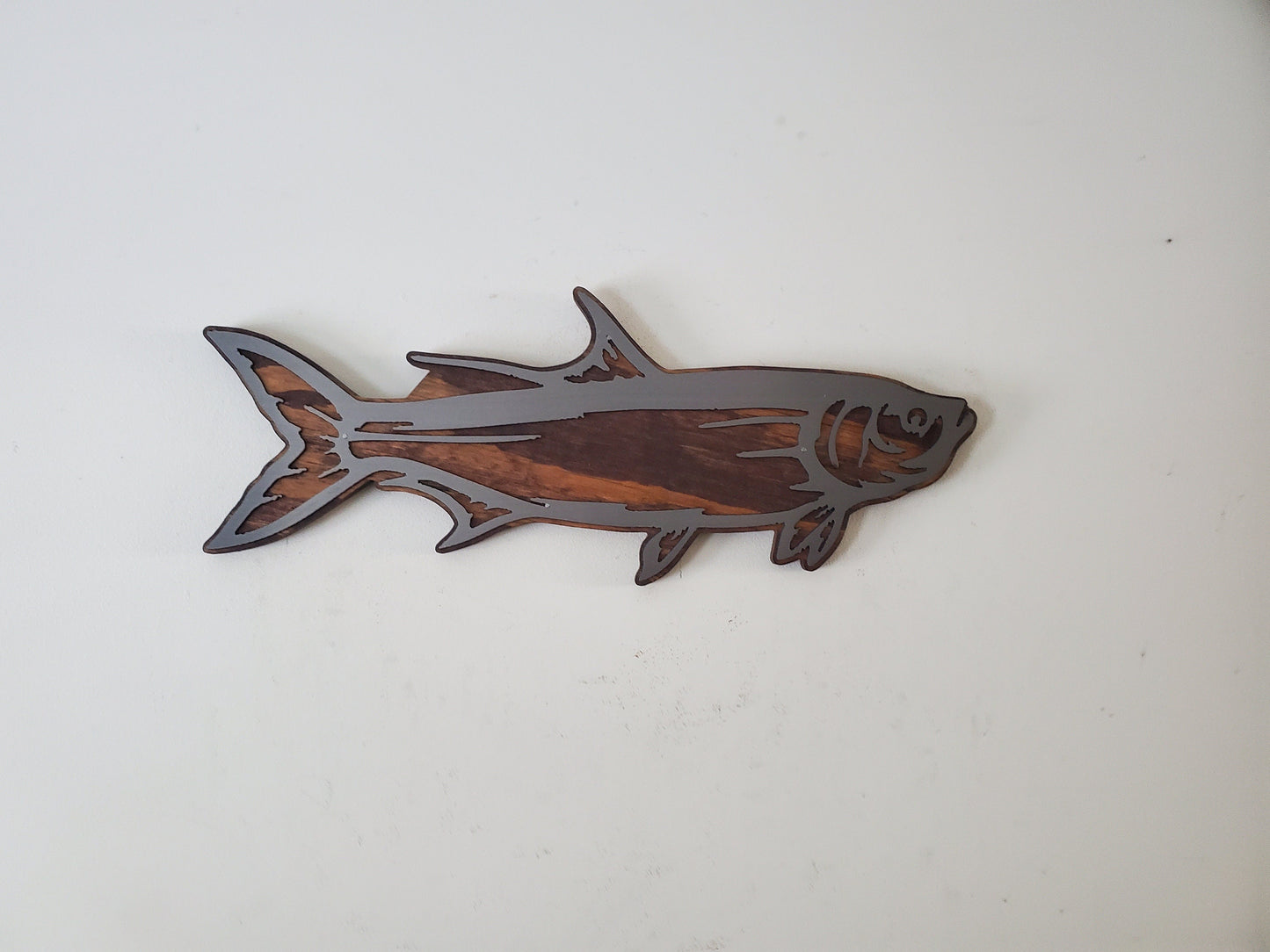 Tarpon Fish Metal Art on Wood