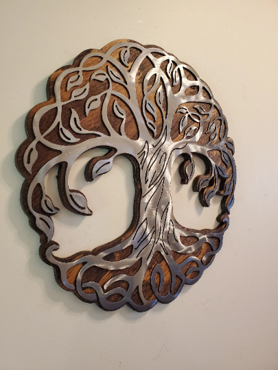 Tree of Life Metal Art on Wood