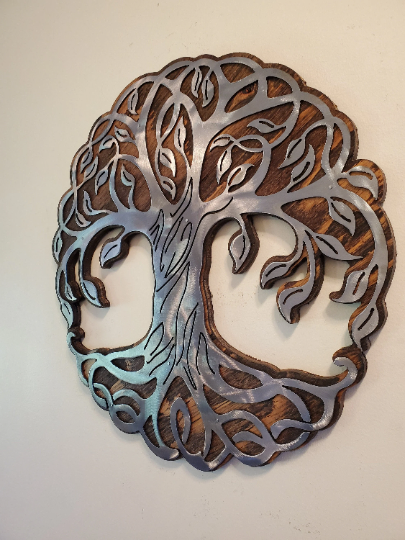 Tree of Life Metal Art on Wood