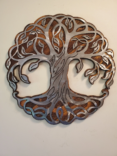 Tree of Life Metal Art on Wood