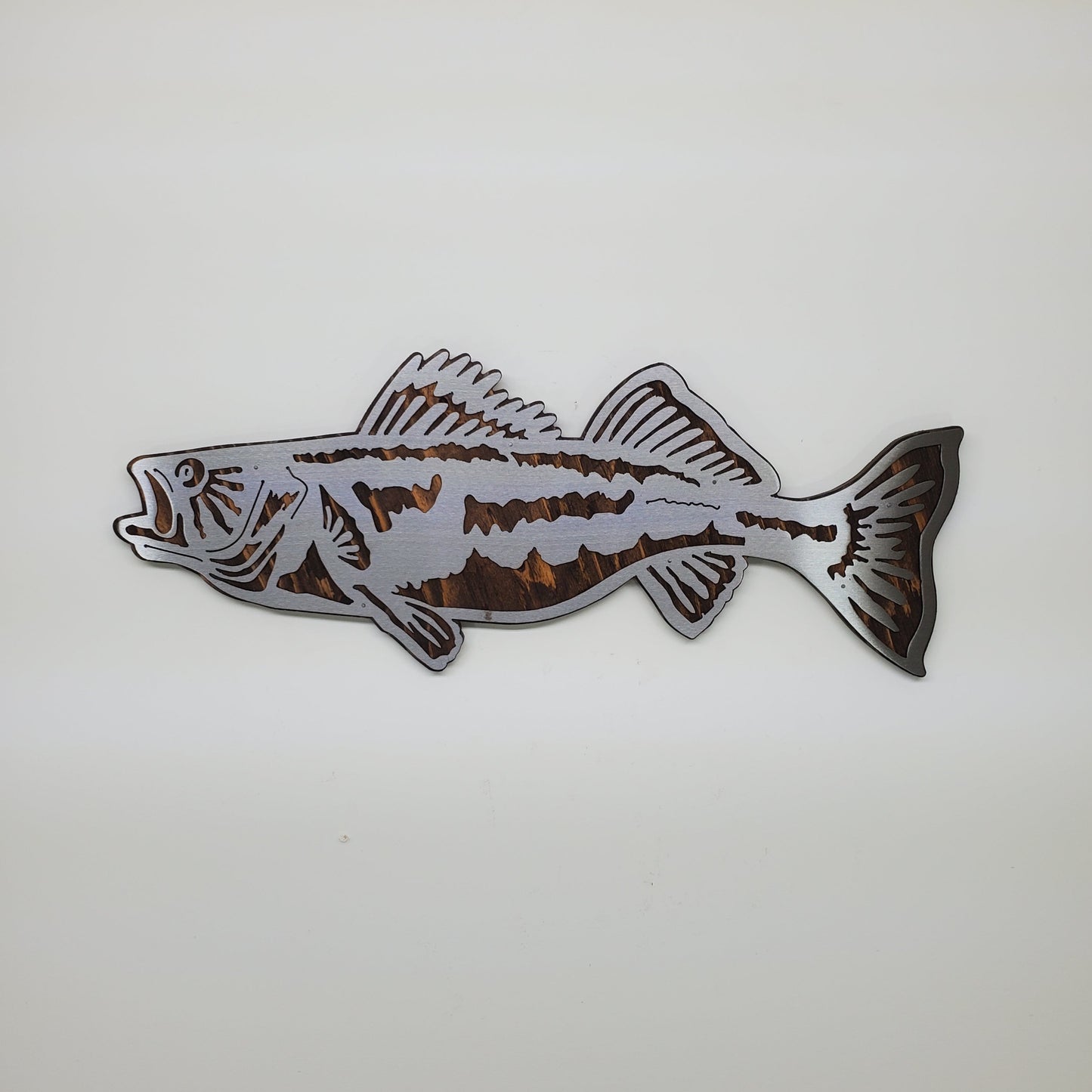 Walleye Fish Metal Art on Wood